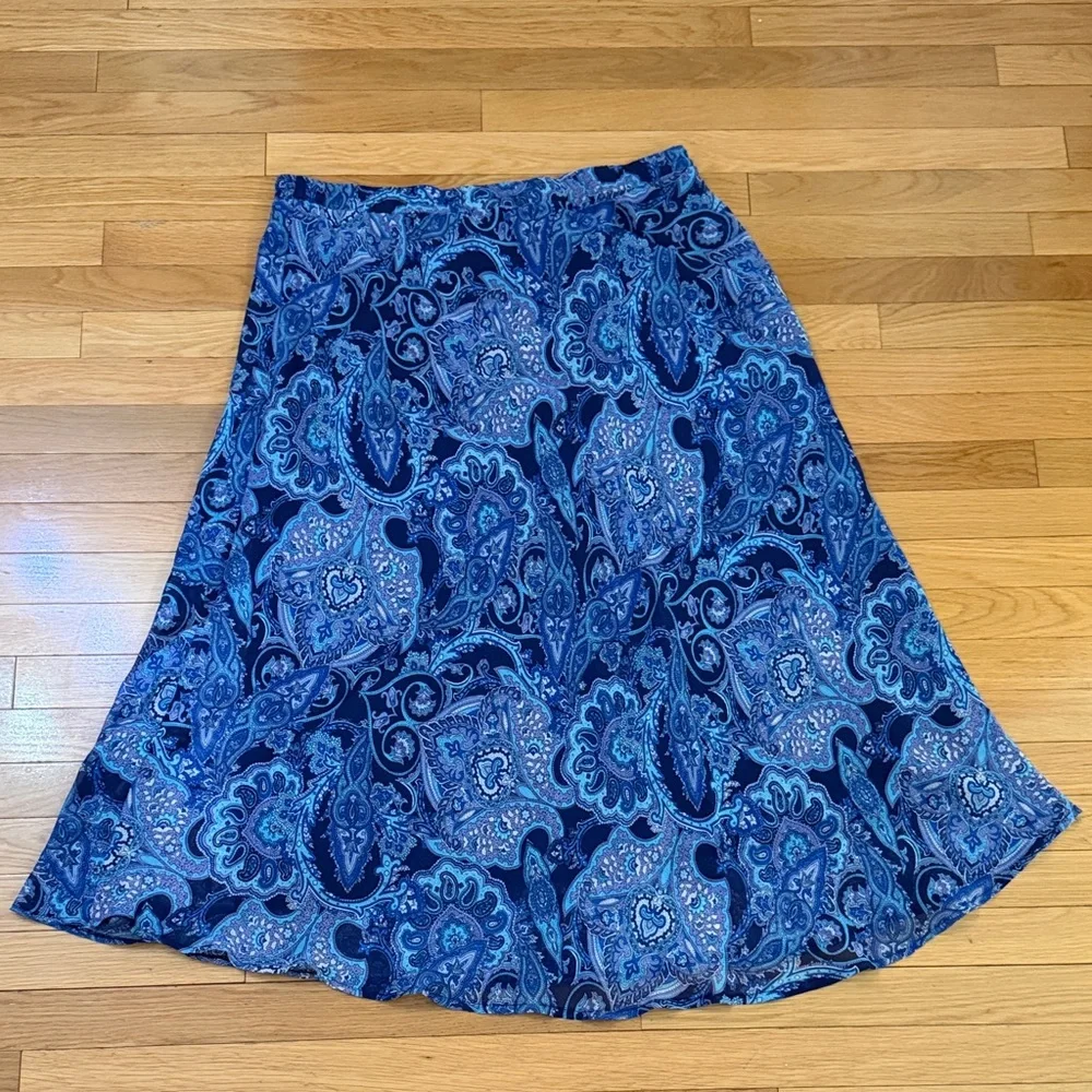 Roz & Ali Blue Paisley A-Line Skirt